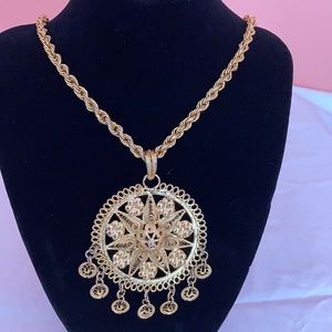 Sunburst Pendant on Heavy Swirl Link Chain